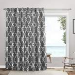 108"x84" Ironwork Sateen Woven Room Darkening Blackout Grommet Top Curtain Panel Patio Gray - Exclusive Home
