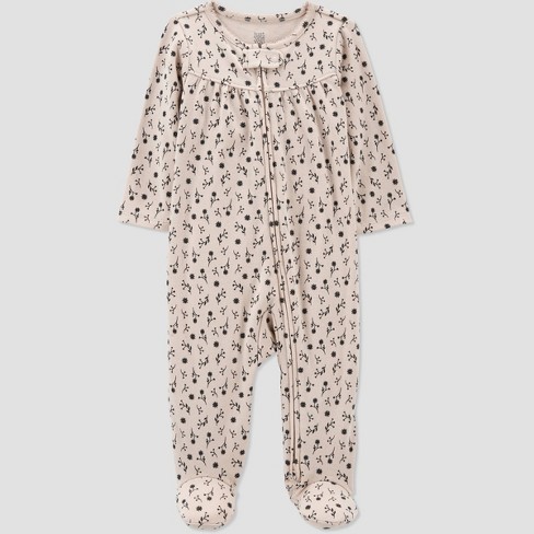 Carter's Just One You® Baby Girls' Floral Footed Pajama - Tan - image 1 of 3