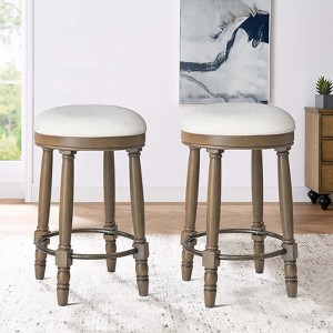 Lyngins Set of 2 Swivel Bar Stools,26" Counter Height Barstools with Fabric Upholstered Seat,Bar Chairs for Kitchen Dining Living Rooms - 1 of 4