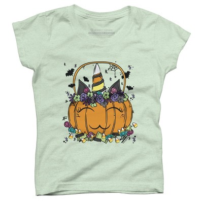 Girl's Design By Humans Halloween Unicorn By Desdymona T-Shirt