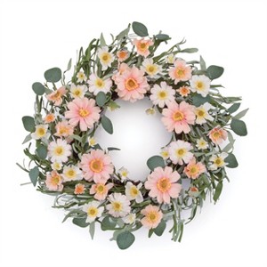 Mixed Daisy Floral Wreath 22"D - 1 of 1