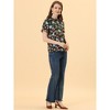 INSPIRE CHIC Women's Ruffled Short Sleeve Floral Mock Neck Summer Top - 2 of 4