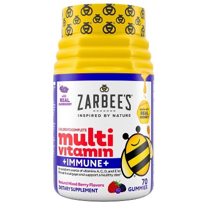 Zarbee's Naturals Kids' Complete Multivitamin + Immune Support Gummies with 13 Essential Vitamins - Berry - 70ct