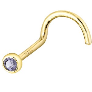 Jewelry Avalanche 22G 14K Gold Bezel-set Tanzanite Nose Screw Nose Stud - 1 of 3