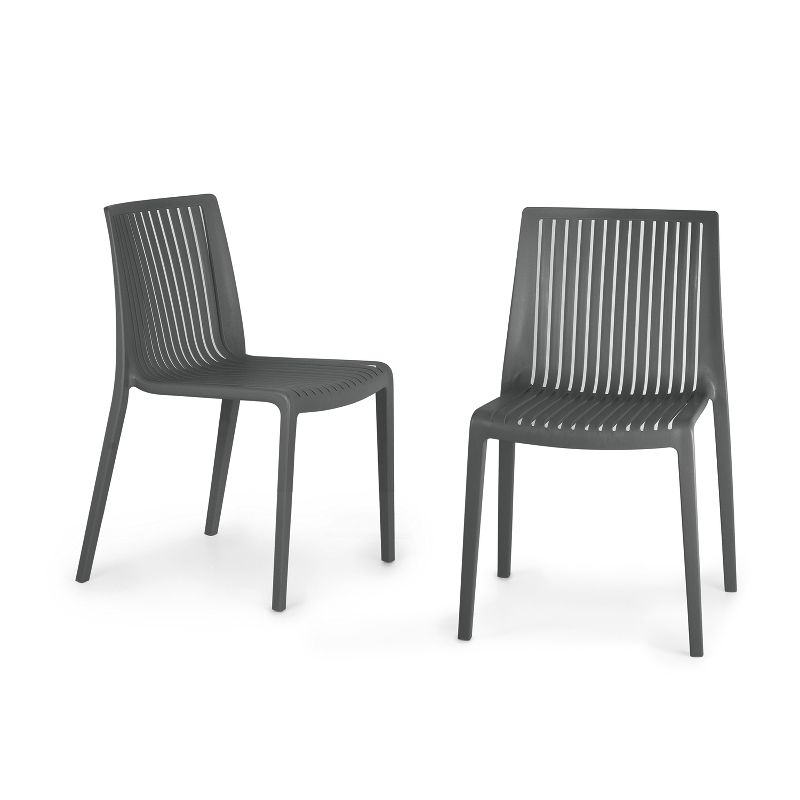 WRGHOME Ravenna Modern Outdoor/Indoor Plastic Resin Stacking Patio Dining Chairs  (Set of 2), 1 of 12