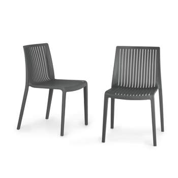 WRGHOME Ravenna Modern Outdoor/Indoor Plastic Resin Stacking Patio Dining Chairs  (Set of 2)