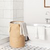 Juvale Large Collapsible Woven Jute Fabric Round Laundry Hamper, Tall Drawstring Blanket Storage Basket with Lid & Handle, Brown 13.4"x22" - 3 of 4