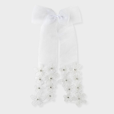 Shear Floral Bow Hair Barrette - A New Day™ White
