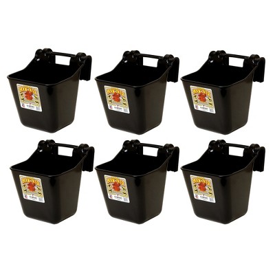 Little Giant HF12BLACK Heavy Duty 12 Quart Mountable Plastic Hook Over Feeder, Black (6 Pack)