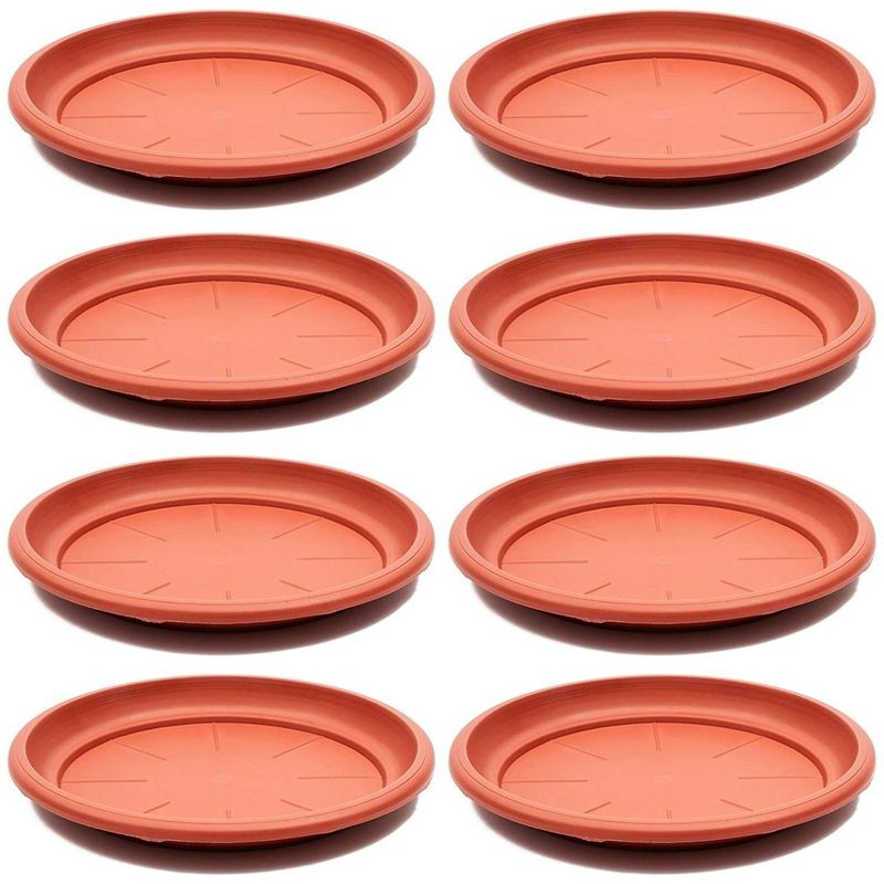 Juvale 8-Pack Round Plastic Plant Saucer Drip Trays, Terracotta Flower Pot Saucers, Dish for Garden, Potted Plants, Home, Patio, Planter Base, 12-inch, 1 of 9