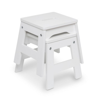 Stackable Kids' Wooden Stools in White - Set of 2