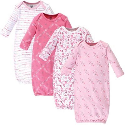 Luvable Friends Baby Girl Cotton Long-Sleeve Gowns 4pk, Love, 0-6 Months