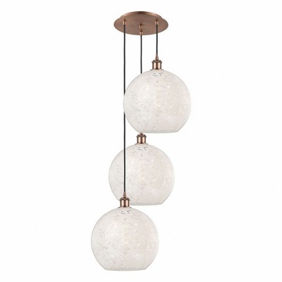 White Mouchette - 3 Light Cord Hung Multi Pendant In Modern Style-13.5 Inches Tall and 18.5 Inches Wide