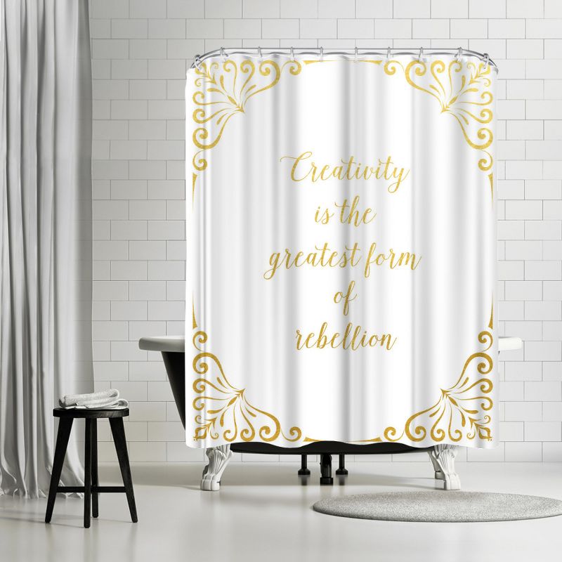 Americanflat 71" x 74" Shower Curtain, Rebellion Gold by Samantha Ranlet, 1 of 9