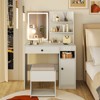 Tangkula Vanity Desk with Mirror & Lights Makeup Dressing Table w/Cushioned Storage Stool & Power Outlets White/Black - 4 of 4