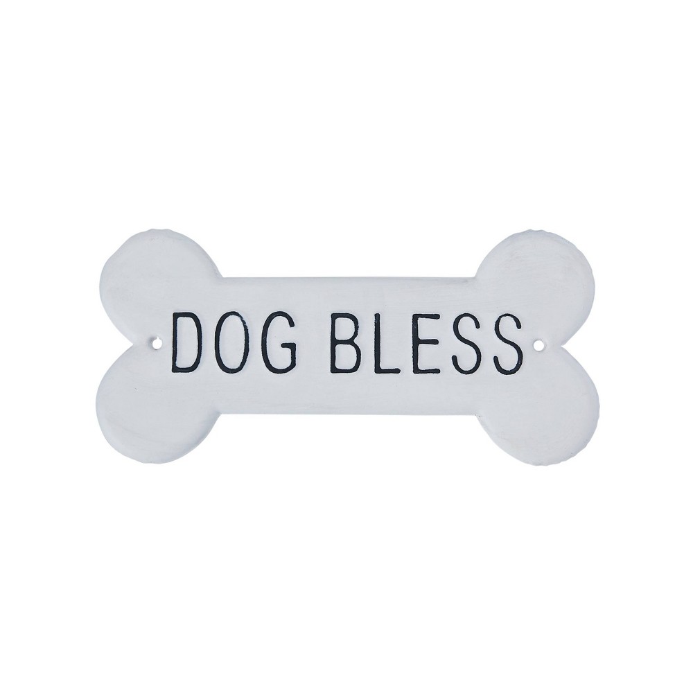 Photos - Wallpaper Storied Home Decorative Metal Dog Bless Wall Sign White