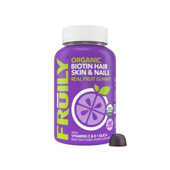 Fruily Organic Biotin Hair Skin & Nails Real Fruit Gummy - 60ct