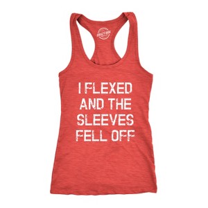 Womens I Flexed and the Sleeves Fell Off Tank Top Funny Sleeveless Workout Tee - Crazy Dog Women's Tank Top - 1 of 4