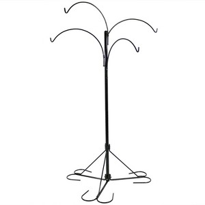Sunnydaze 4-Arm Garden Hanging Basket Flower Plant Stand with Adjustable Arms - 84" - Black - 1 of 4