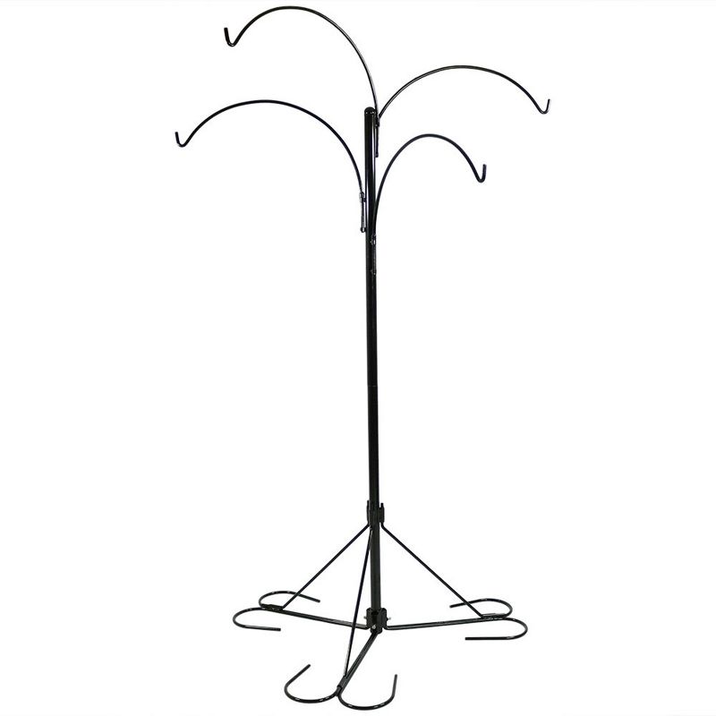 Sunnydaze Indoor/Outdoor 4-Arm Garden Hanging Basket Flower Plant Stand with Adjustable Arms - 84" - Black, 1 of 12