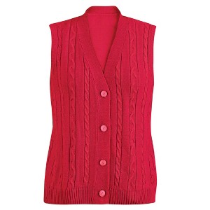 Collections Etc Stylish Cable-Knit Button Front Sweater Vest - 1 of 4