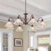 LLHZSY 36 3/5" Wide Vintage Ceiling Chandelier With Small Wrinkled Chrysanthemum Glass, 8-Light Fixture Adjustable Height-Bronze - 2 of 4