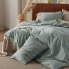 3 Pieces Linen Soft & Cozy Duvet Cover Linen Cotton Blend Bedding Set Tropical Plants Beige Color Cooling Bedding - 2 of 4