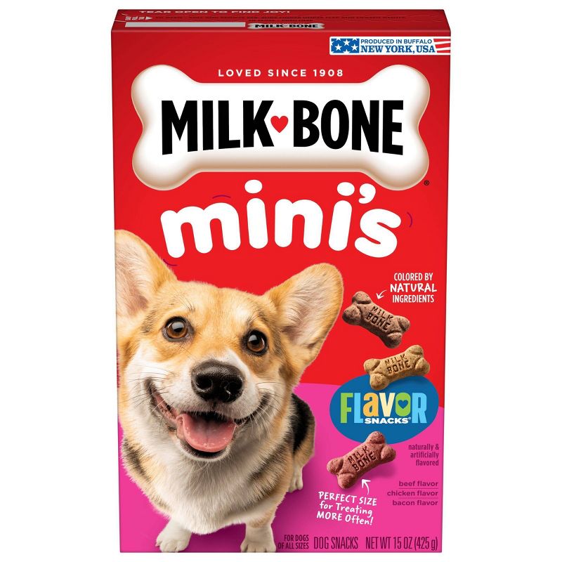 Milk-Bone Original Mini Dry Dog Treats Biscuits Beef, Chicken & Bacon Flavor, 1 of 10