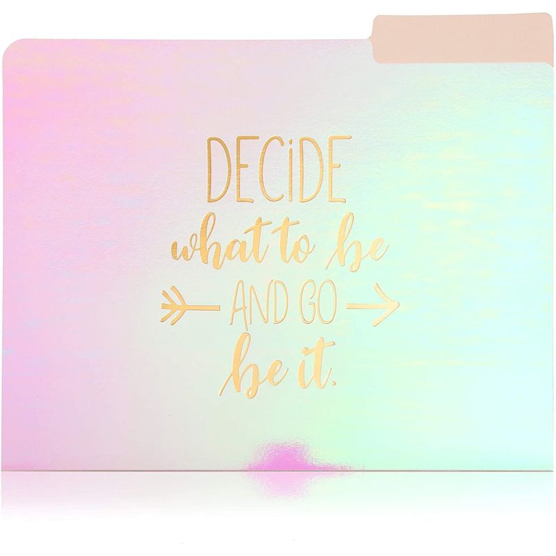 12 Pack (2 of Each) Motivational Iridescent File Folders, Letter Size (9.5 x 11.5 inches), Durable Cardstock Pink with Rose Gold Foil, 6 Designs, 4 of 8