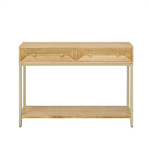 Tramull Retro Console Table with 2 Drawers, Geometric Design Entryway Table with Gold Accents for Living Room & Hallway - 1 of 4