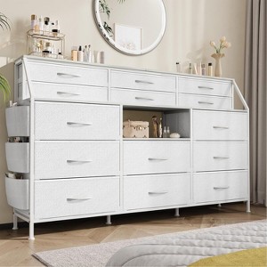 Nasitip 55" Fabric Dresser with 14 Drawers, 2 Shelves & Side Pocket, Sturdy Steel Frame, Wood Top, Anti-Tip Kit for Bedroom and Living Room - 1 of 4