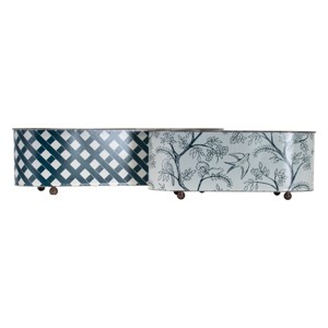 Set of 2 Multicolored Galvanized Metal Planters with Round Feet - Foreside Home & Garden - 1 of 4