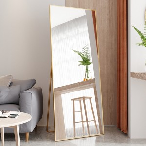 ALEXOUN 71 X 32 inches Tall Full Length Mirror with Stand, Gold Wall Mounting Mirror, Metal Frame Full-Length Mirror for Living Room, Bedroom - 1 of 4