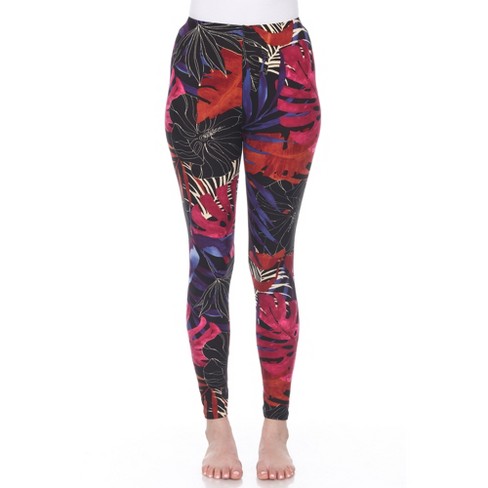 Women's Super Soft Tropical Printed Leggings Black Tropical Flower One Size  Fits Most - White Mark : Target