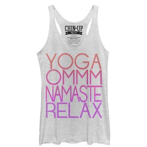 Women's CHIN UP Yoga Words Racerback Tank Top - 1 of 3