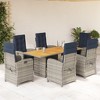 vidaXL Dining Set Beige PE rattan Large Foldable Dining Set - 2 of 4