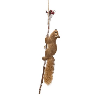 Northlight 20" Climbing Squirrel on a Frosted Branch Hanging Christmas Decoration