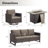 4 Pieces Patio Furniture Set with Fire Pit Table, Outdoor Furniture Set with Rocking Swivel Chairs, Wicker Patio Set with 4'' Thickened Cushion - 3 of 4