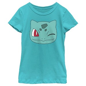 Girl's Pokemon Bulbasaur Wink Face T-Shirt - 1 of 4