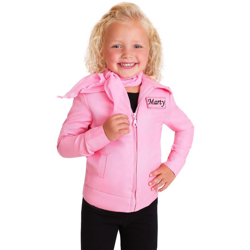 HalloweenCostumes.com 4T Girl Grease Girl's Toddler Authentic Pink Ladies Jacket., Pink, 1 of 4
