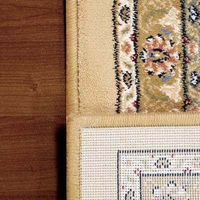 Ivory and Light Gold Hand-Knotted Synthetic Runner Rug