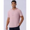 INSPIRE CHIC Men's Casual Short Sleeve Solid Color Drawstring Hooded T Shirts - 2 of 4
