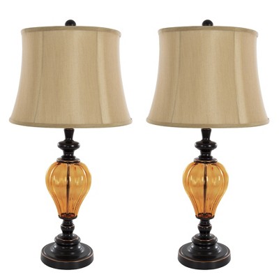 Hastings Home 2-Pack of Table Lamps With Replaceable LED Bulbs - Amber/Dark Bronze