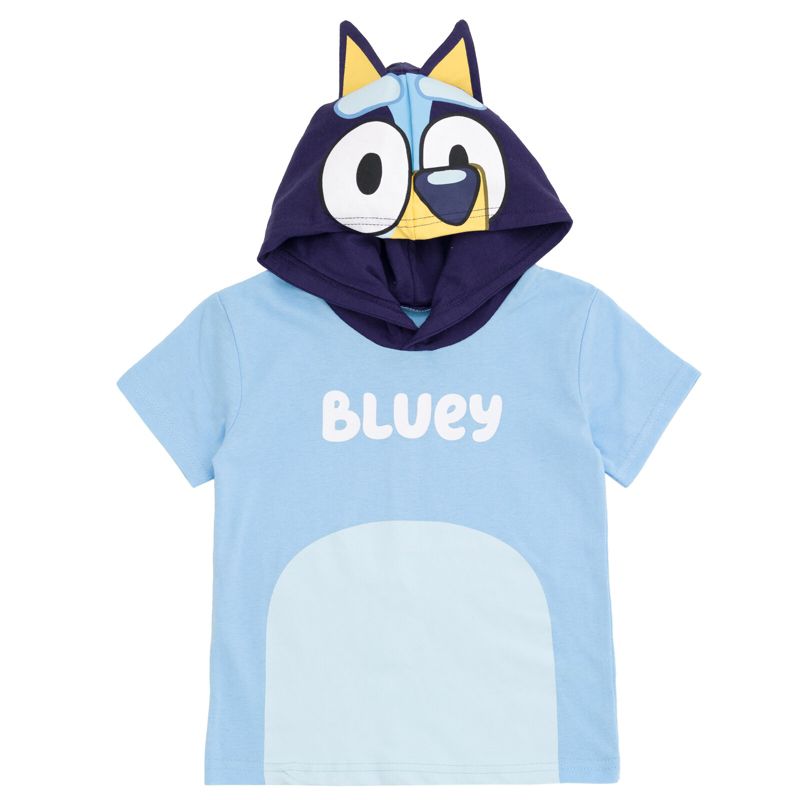 Bluey Hooded Cosplay T-Shirt and French Terry Shorts Outfit Set Toddler to Little Kid, 5 of 8