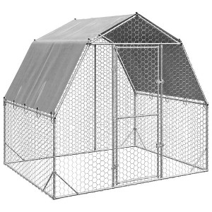 vidaXL Chicken Run Silver Galvanized Steel Large Durable Chicken Run - 1 of 4
