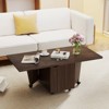 Costway Foldable Coffee Table 48" Extendable Center Table with Storage Cabinets & Wheels Oak/Walnut/Brown - 4 of 4