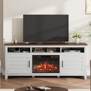 63" Farmhouse TV Stand with 23" Electric Fireplace, Adjustable Storage, Media Console for Living Room & Bedroom - 1 of 4