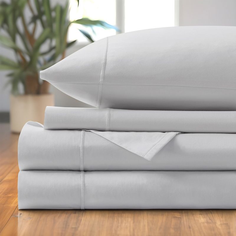 400 Thread Count 4 PC Wrinkle Resistant Cotton Sateen Sheet Set, 3 of 8