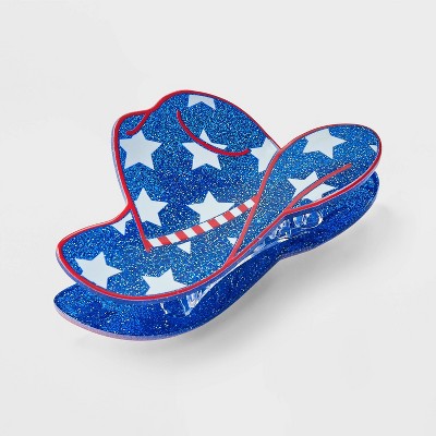 Americana Cowboy Hat Hair Claw Clip - Red/White/Blue