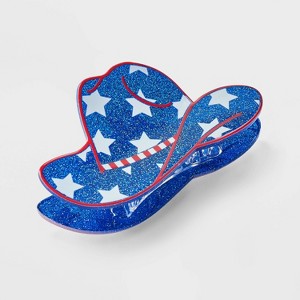 Americana Cowboy Hat Hair Claw Clip - Red/White/Blue - 1 of 3